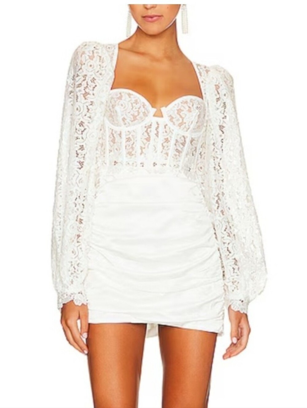 For Love And Lemons Lacey Mini Dress In White Bridal Sz Large